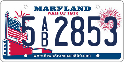 MD license plate 5AB2853