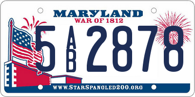 MD license plate 5AB2878