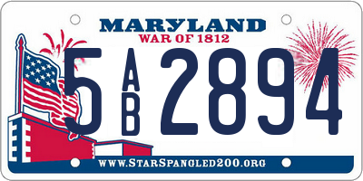 MD license plate 5AB2894