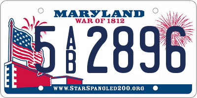 MD license plate 5AB2896