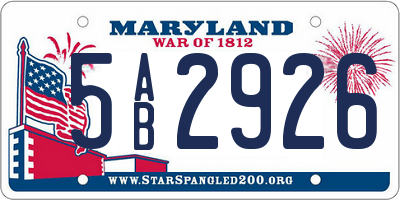 MD license plate 5AB2926