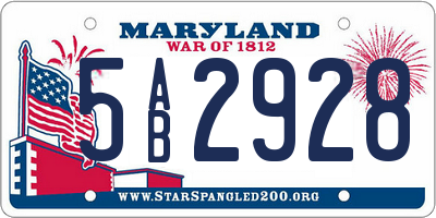 MD license plate 5AB2928