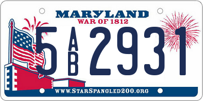 MD license plate 5AB2931