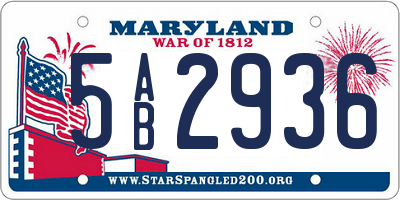 MD license plate 5AB2936