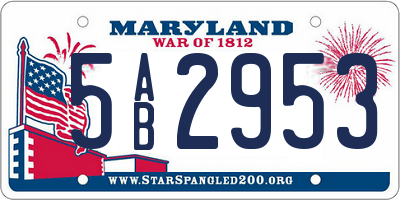 MD license plate 5AB2953