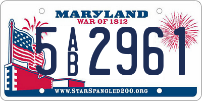 MD license plate 5AB2961