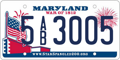 MD license plate 5AB3005