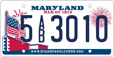 MD license plate 5AB3010