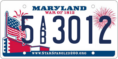 MD license plate 5AB3012