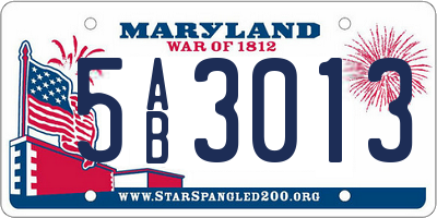 MD license plate 5AB3013