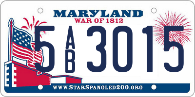 MD license plate 5AB3015