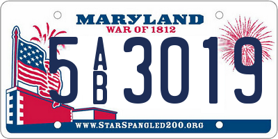 MD license plate 5AB3019