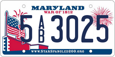 MD license plate 5AB3025