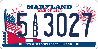 MD license plate 5AB3027