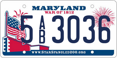 MD license plate 5AB3036