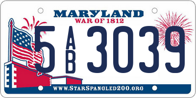 MD license plate 5AB3039