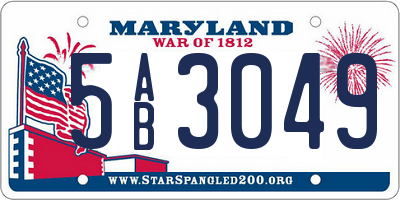 MD license plate 5AB3049