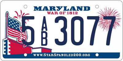 MD license plate 5AB3077