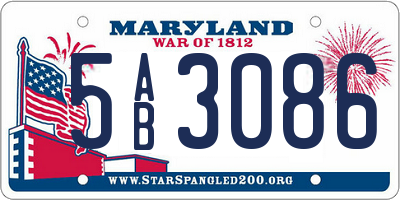 MD license plate 5AB3086