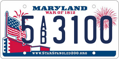 MD license plate 5AB3100