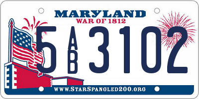 MD license plate 5AB3102