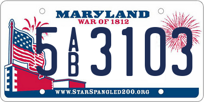 MD license plate 5AB3103