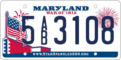 MD license plate 5AB3108