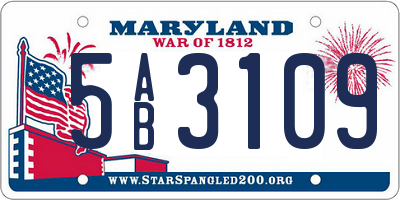MD license plate 5AB3109