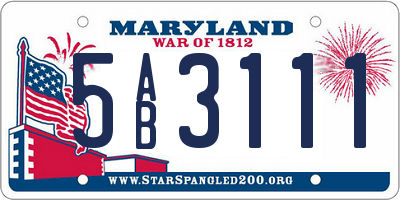 MD license plate 5AB3111