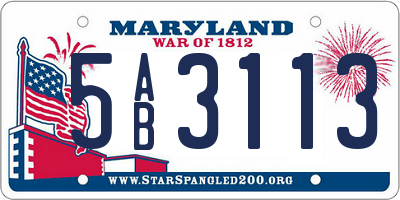 MD license plate 5AB3113