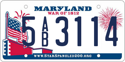 MD license plate 5AB3114