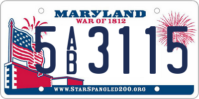MD license plate 5AB3115