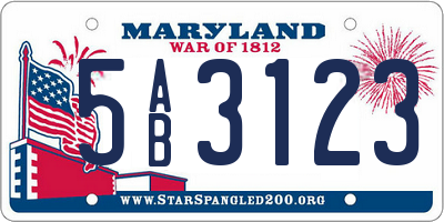 MD license plate 5AB3123