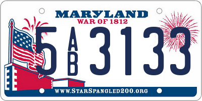 MD license plate 5AB3133