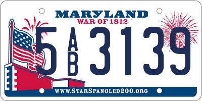 MD license plate 5AB3139