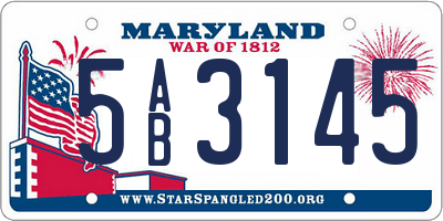 MD license plate 5AB3145