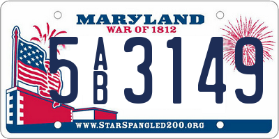 MD license plate 5AB3149