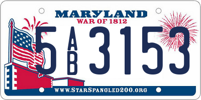 MD license plate 5AB3153