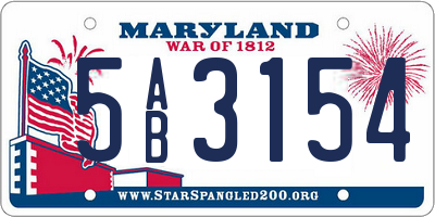 MD license plate 5AB3154