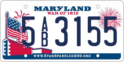 MD license plate 5AB3155