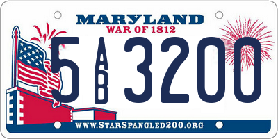 MD license plate 5AB3200