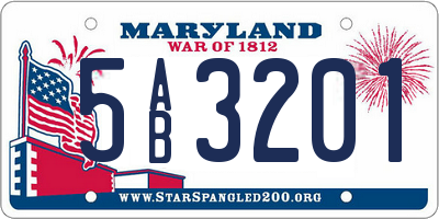 MD license plate 5AB3201