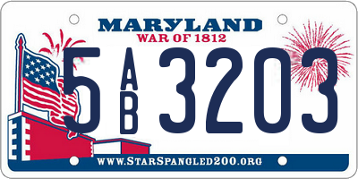 MD license plate 5AB3203