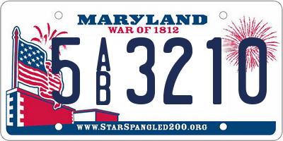 MD license plate 5AB3210