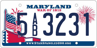 MD license plate 5AB3231