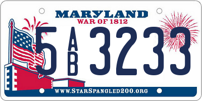 MD license plate 5AB3233