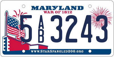 MD license plate 5AB3243