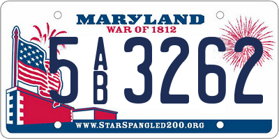 MD license plate 5AB3262