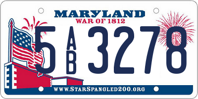 MD license plate 5AB3278