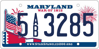 MD license plate 5AB3285